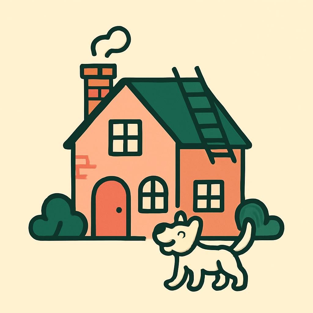 Drawing of a house with a chimney